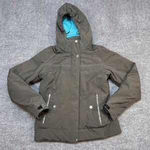 Spyder US Ski Team Jacket Womens 10 Brown Alpine Skiing Hooded Ski Coat